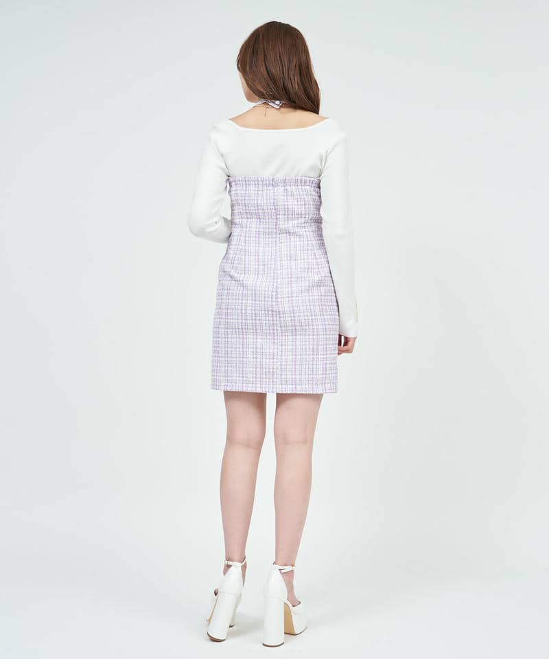 ホルターネックファンシーツイードワンピース 詳細画像 パープル 3