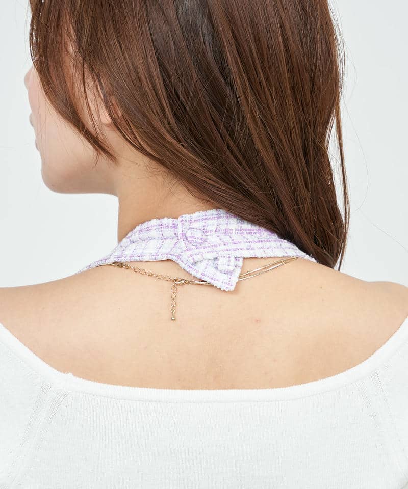 ホルターネックファンシーツイードワンピース 詳細画像 パープル 5