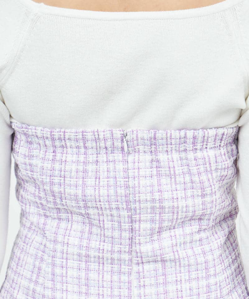 ホルターネックファンシーツイードワンピース 詳細画像 パープル 6