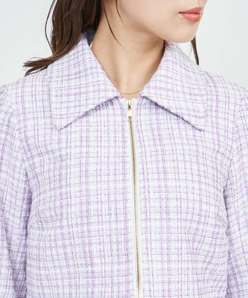 ファンシーツイードZIPジャケット 詳細画像 パープル 4