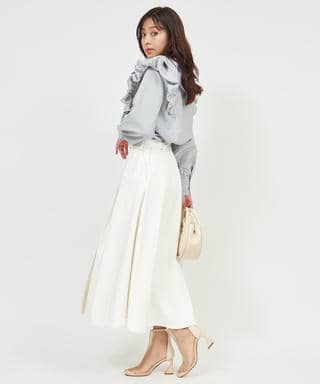 インナー付スリットフレアレザースカート