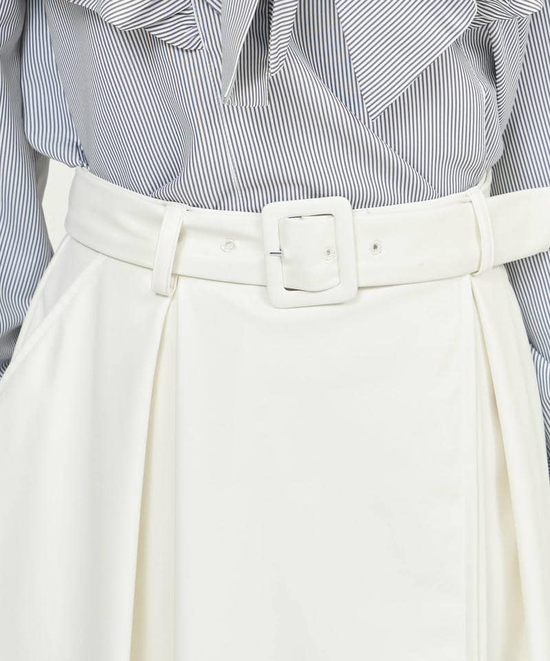 インナー付スリットフレアレザースカート 詳細画像 オフホワイト 4