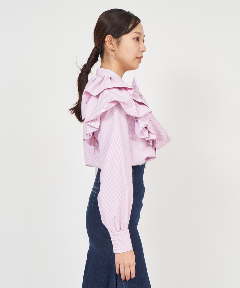 2wayラッフルケープカラーブラウス 詳細画像 オフホワイト 2