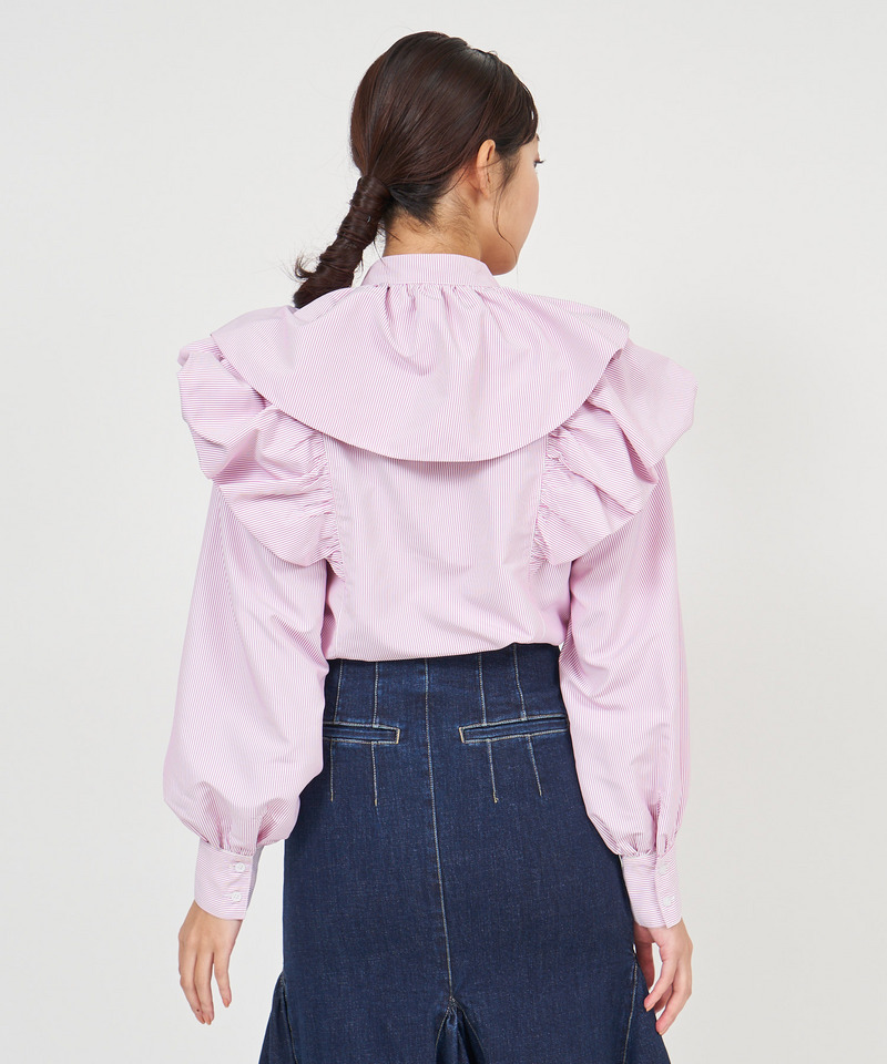 2wayラッフルケープカラーブラウス 詳細画像 オフホワイト 3