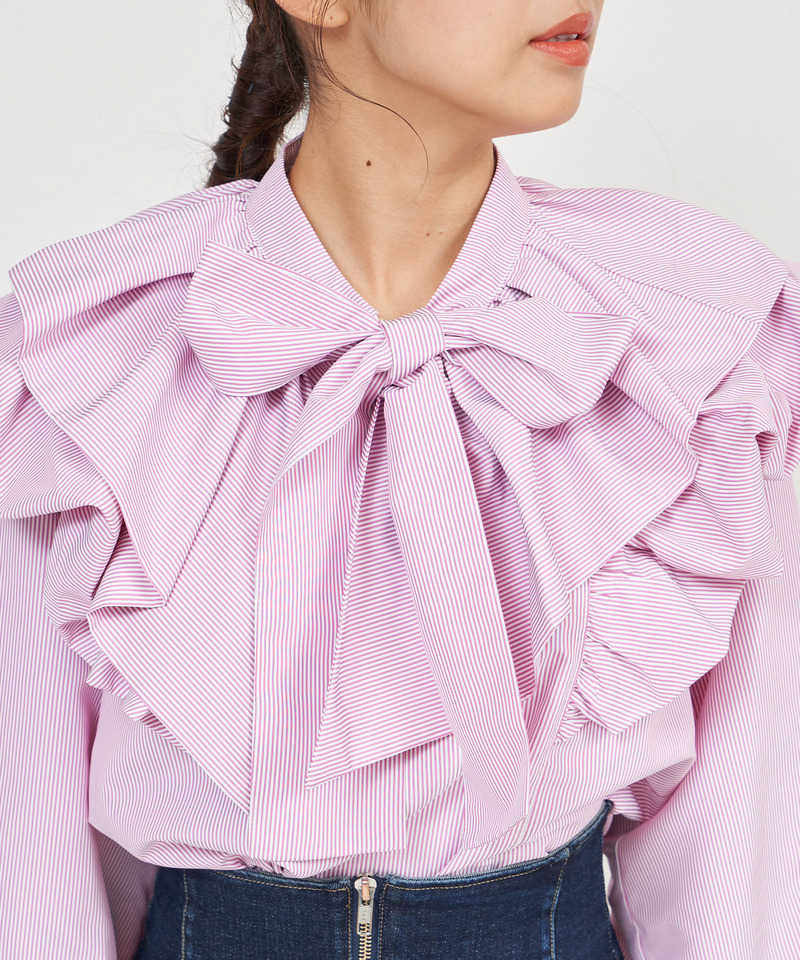 2wayラッフルケープカラーブラウス 詳細画像 オフホワイト 4