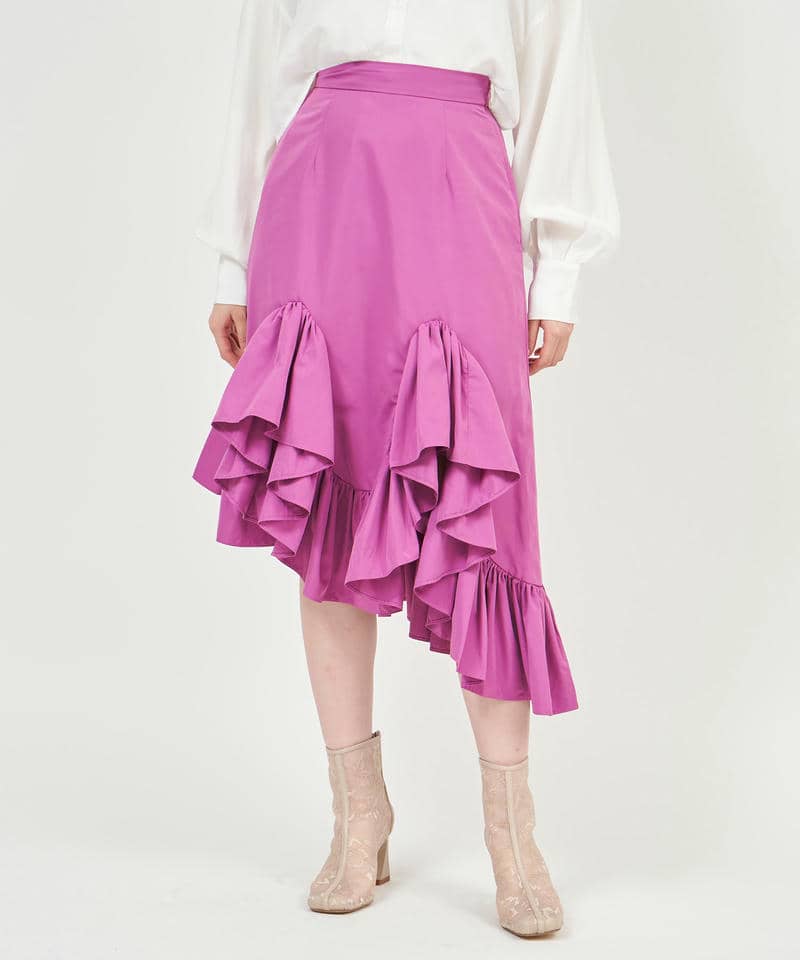 ラッフルフリルデザインスカート 詳細画像 パープル 1