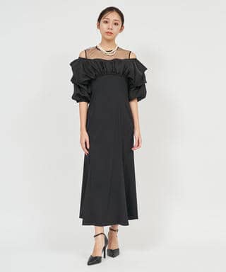 ボリュームブラウスレイヤードドレス