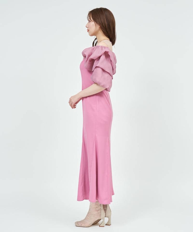 ボリュームブラウスレイヤードドレス 詳細画像 ピンク 2