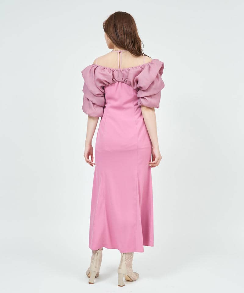 ボリュームブラウスレイヤードドレス 詳細画像 ピンク 3