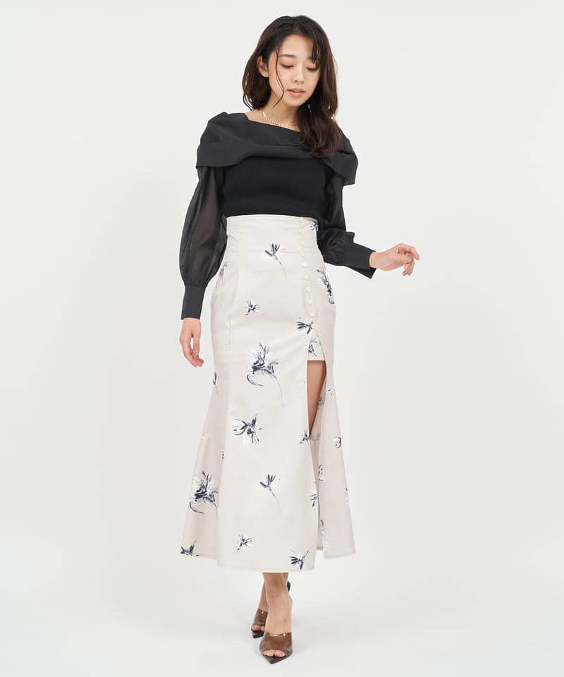 デザインブラウスニットトップス 詳細画像 ブラック 2