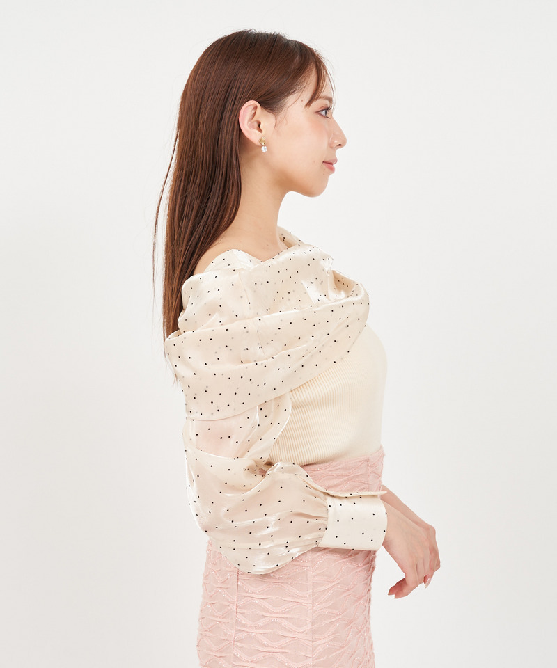 デザインブラウスニットトップス 詳細画像 ブラック 3