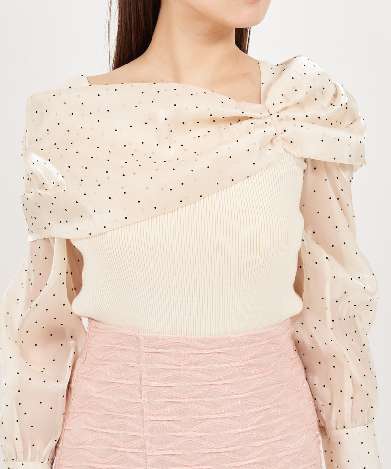 デザインブラウスニットトップス 詳細画像 ブラック 5