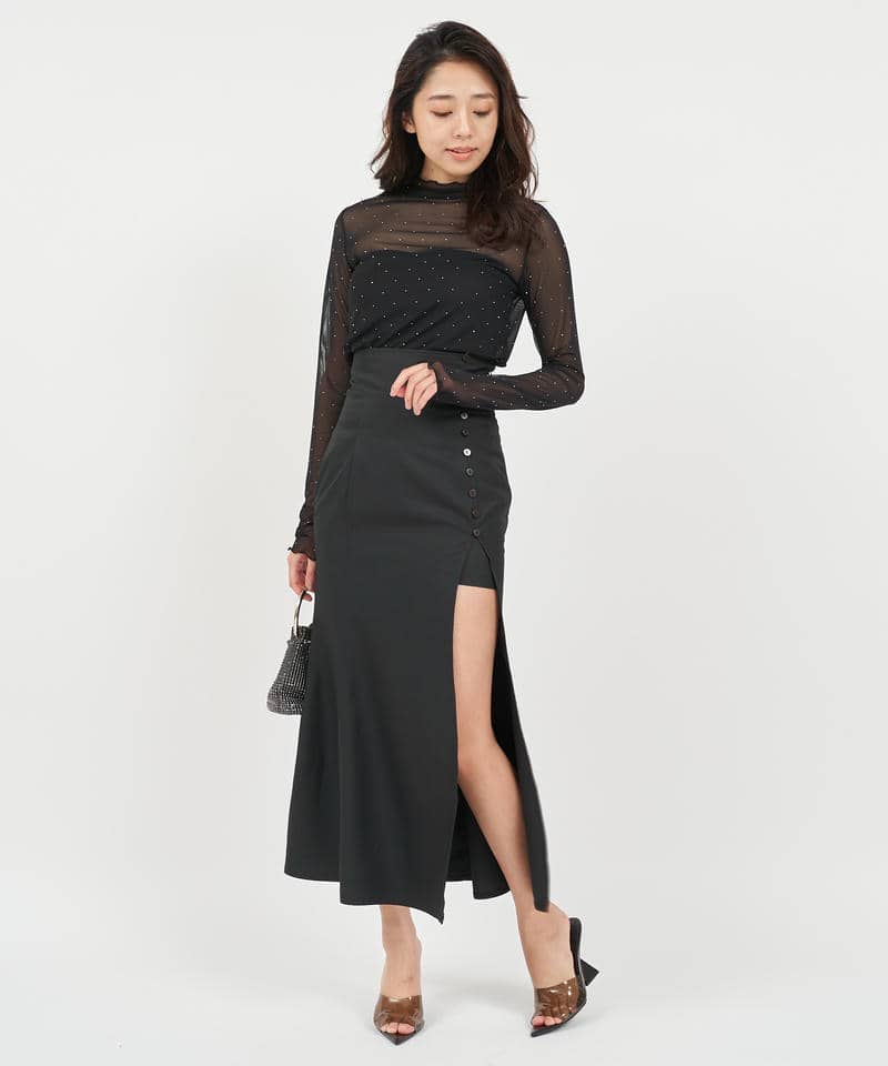 インナーミニディープスリットスカート 詳細画像 ブラック 2