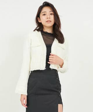 パールトリミングツイードジャケット