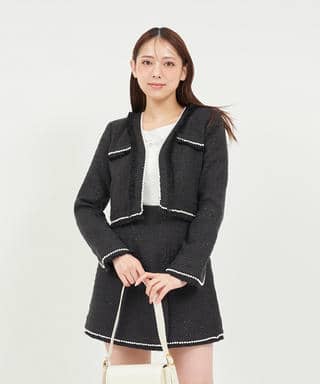 パールトリミングツイードジャケット