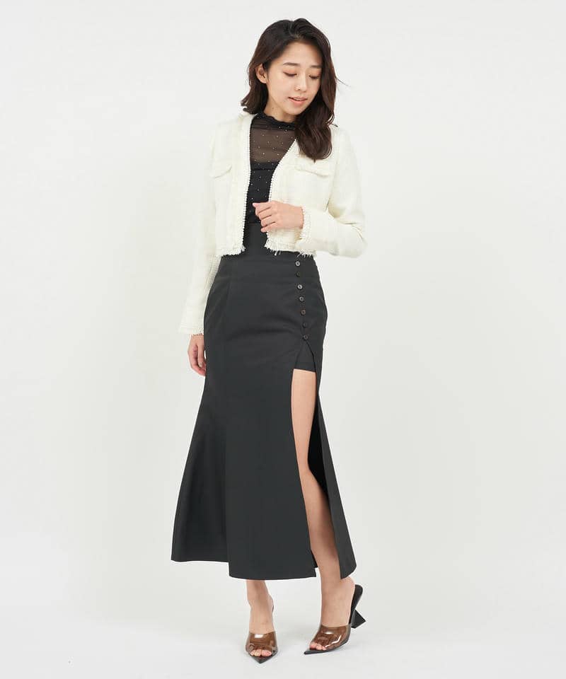 パールトリミングツイードジャケット 詳細画像 オフホワイト 2