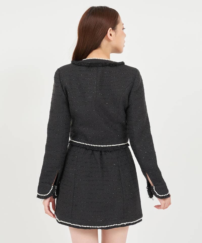 パールトリミングツイードジャケット 詳細画像 ブラック 3