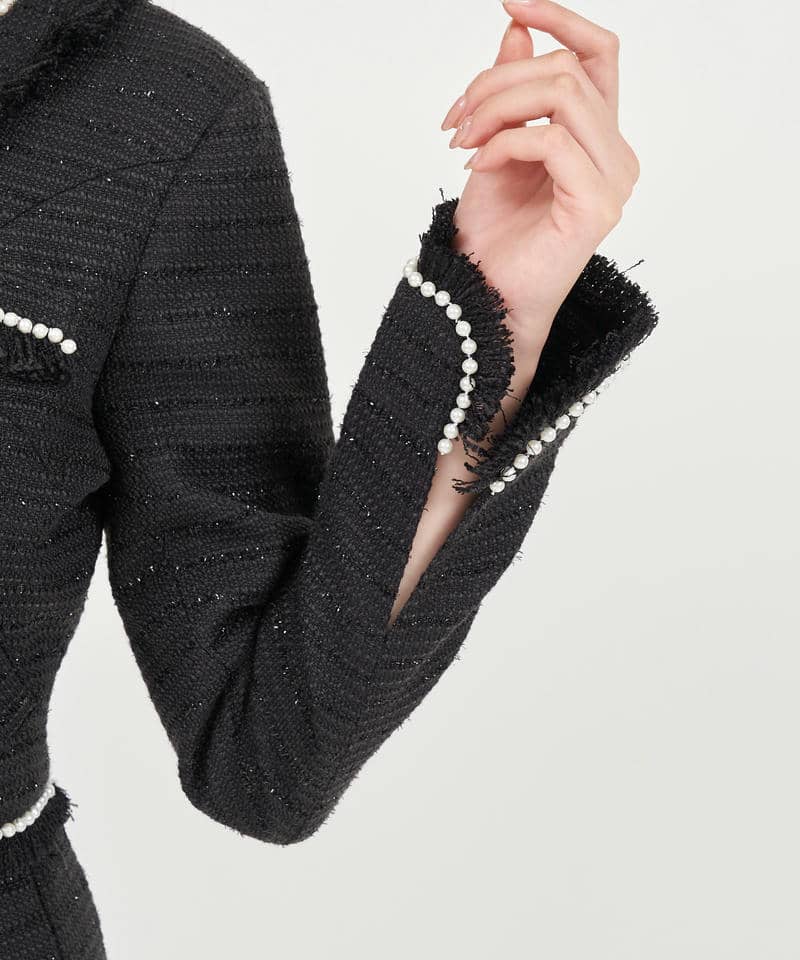 パールトリミングツイードジャケット 詳細画像 ブラック 5