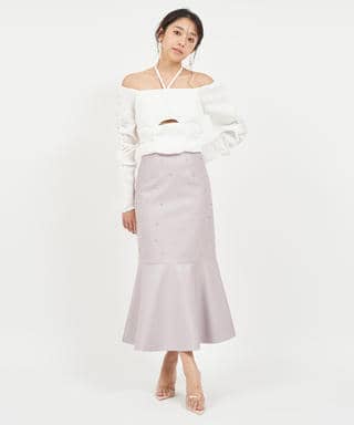 フェイクレザービジューマーメイドスカート