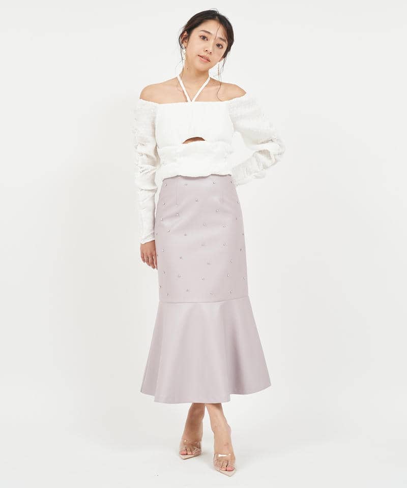 フェイクレザービジューマーメイドスカート 詳細画像 パープル 1