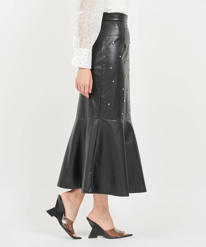 フェイクレザービジューマーメイドスカート 詳細画像 ブラック 2