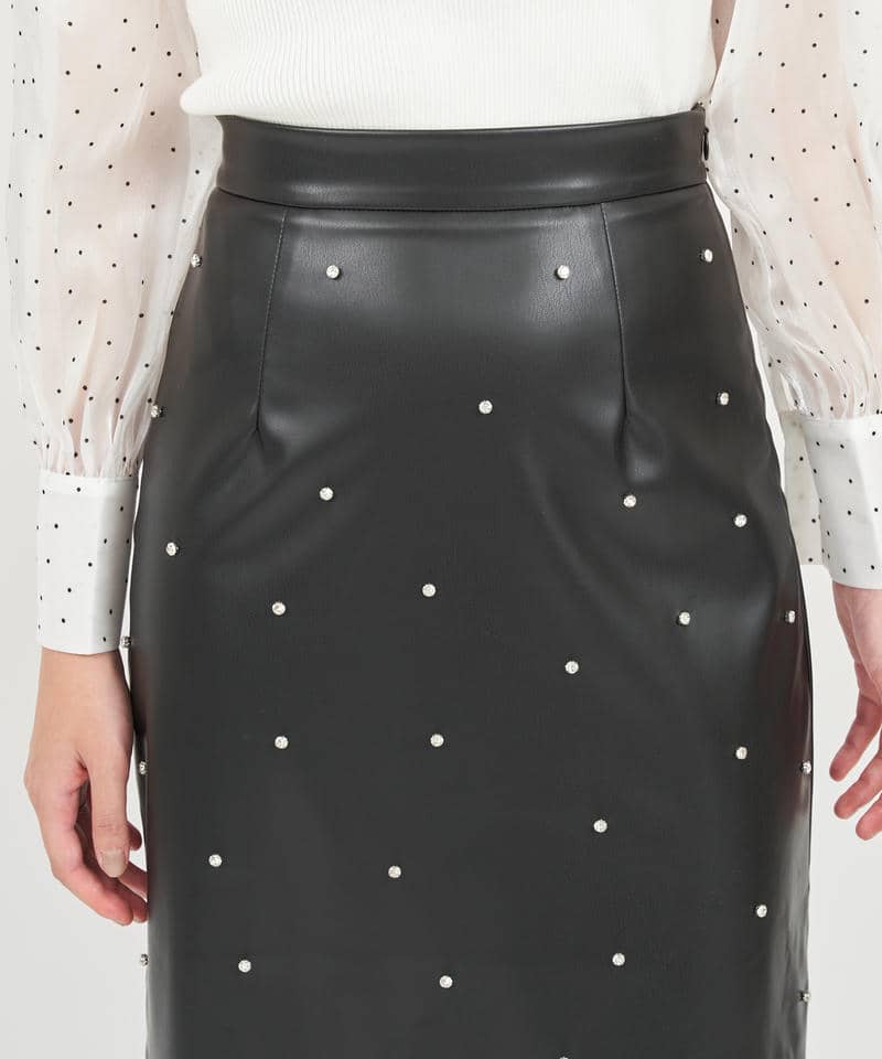 フェイクレザービジューマーメイドスカート 詳細画像 ブラック 4