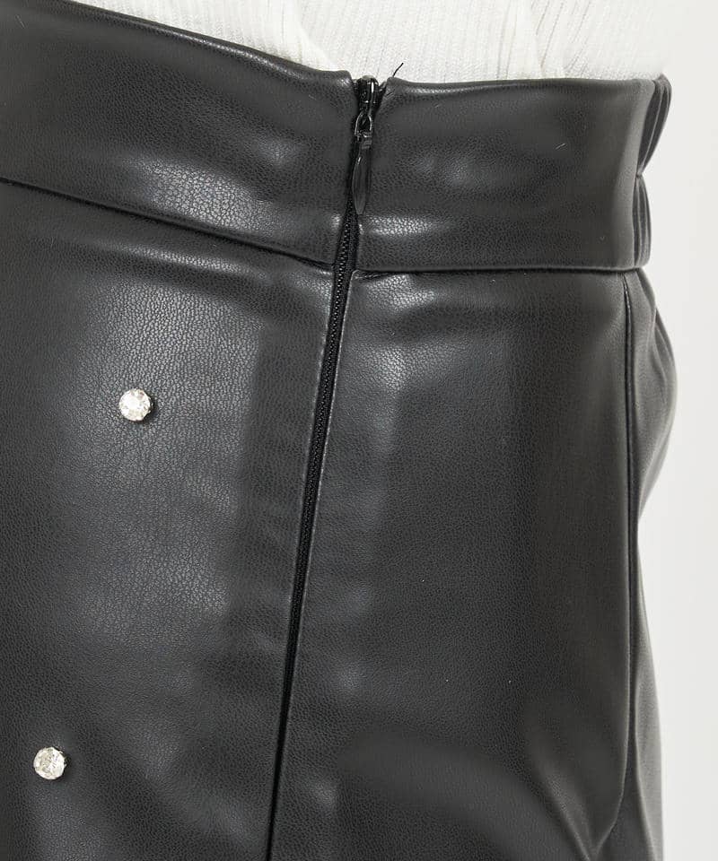 フェイクレザービジューマーメイドスカート 詳細画像 ブラック 6