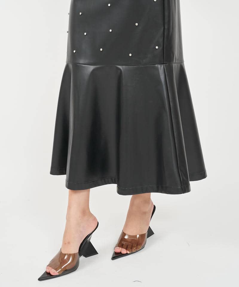 フェイクレザービジューマーメイドスカート 詳細画像 ブラック 7