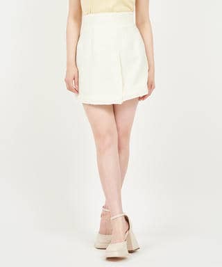 パールトリミングツイードスカート