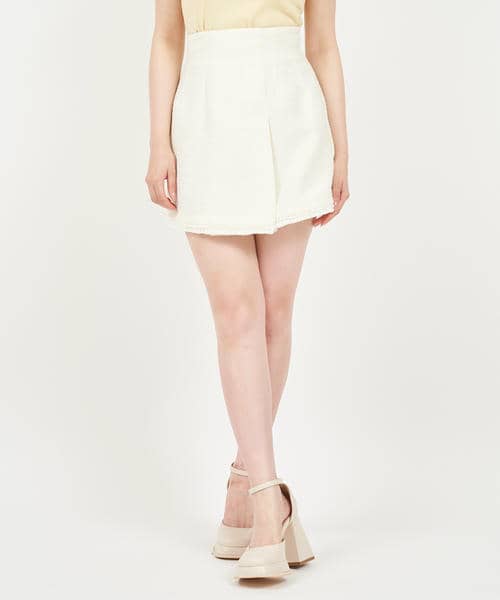 パールトリミングツイードスカート 詳細画像