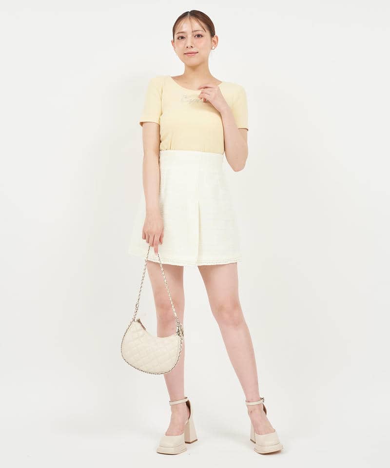 パールトリミングツイードスカート 詳細画像 オフホワイト 2