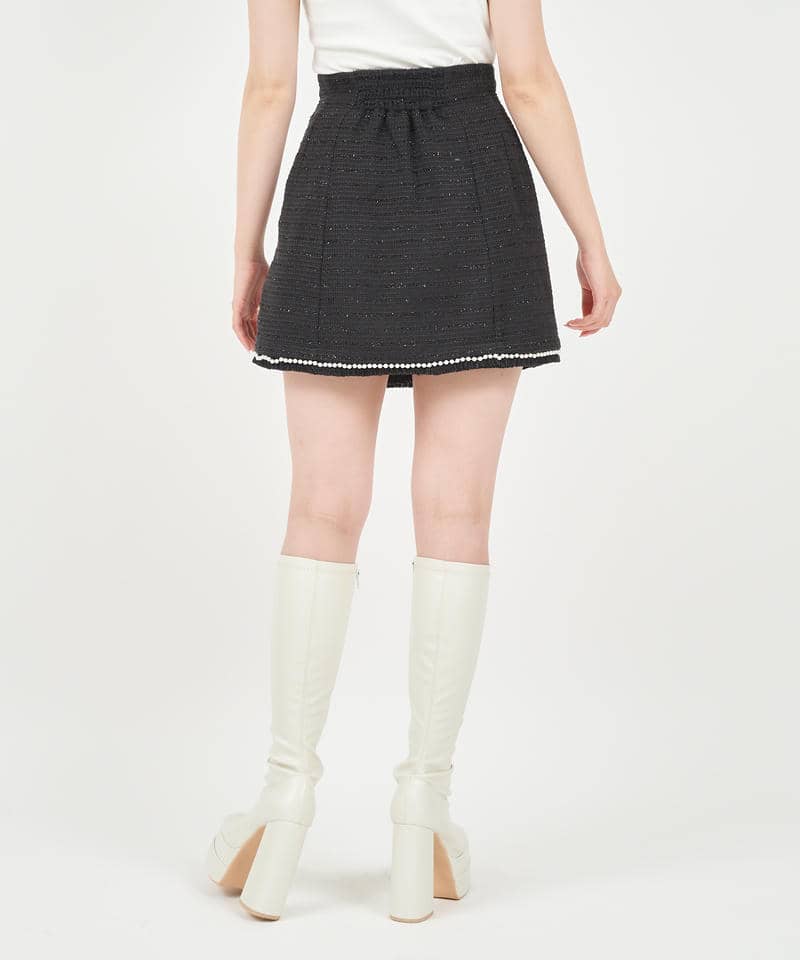 パールトリミングツイードスカート 詳細画像 ブラック 3