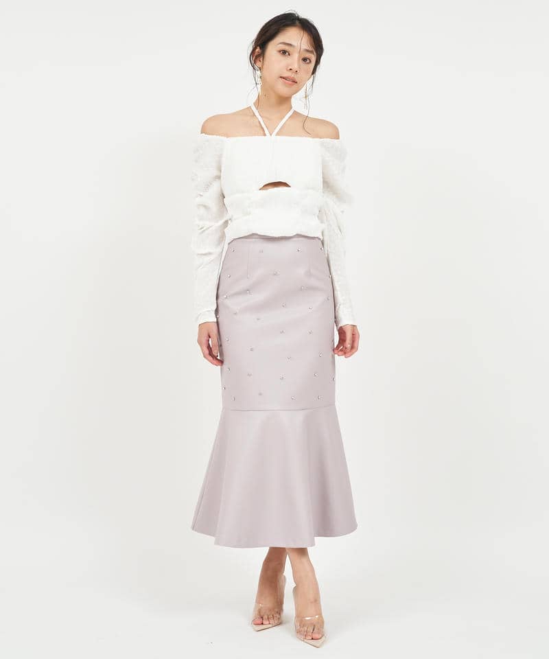 ドットドビーホルターネックカットアウトトップス 詳細画像 オフホワイト 2