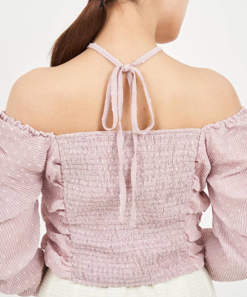 ドットドビーホルターネックカットアウトトップス 詳細画像 ピンク 5