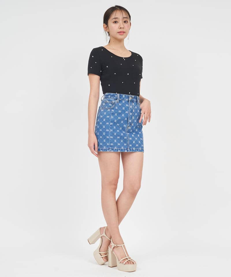 デザインデニムミニスカート 詳細画像 デニムブルー 2