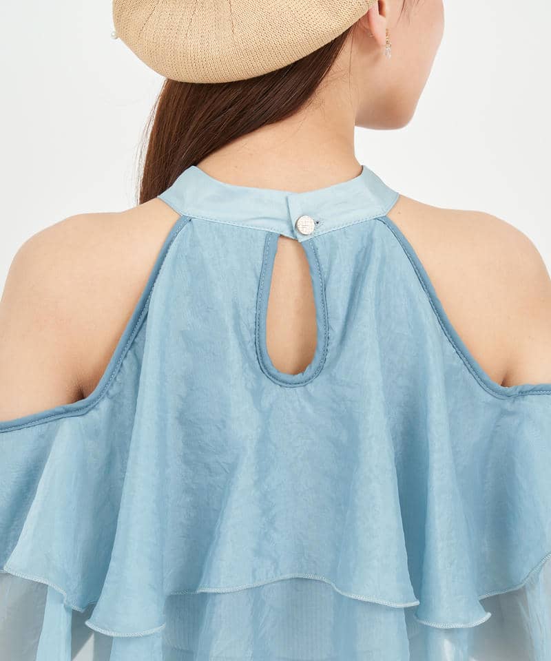 ティアードラッフルニットマーメイドワンピース 詳細画像 ブルー 5