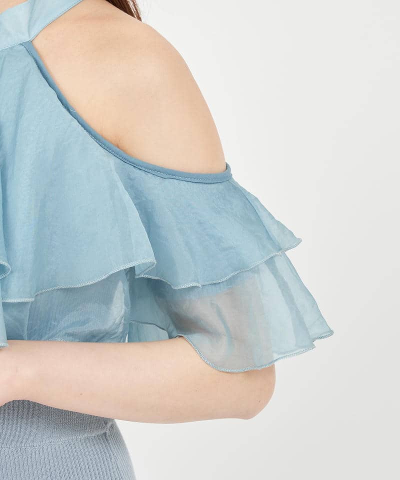 ティアードラッフルニットマーメイドワンピース 詳細画像 ブルー 6