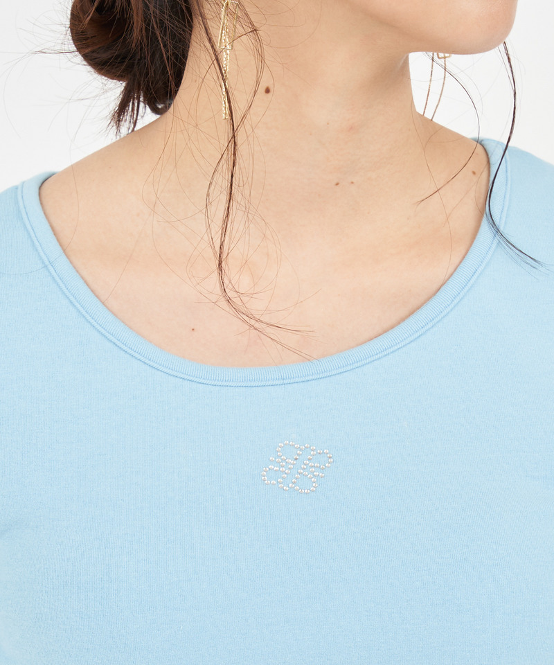 ラインストーンエンブレムドロストギャザートップス 詳細画像 オフホワイト 5