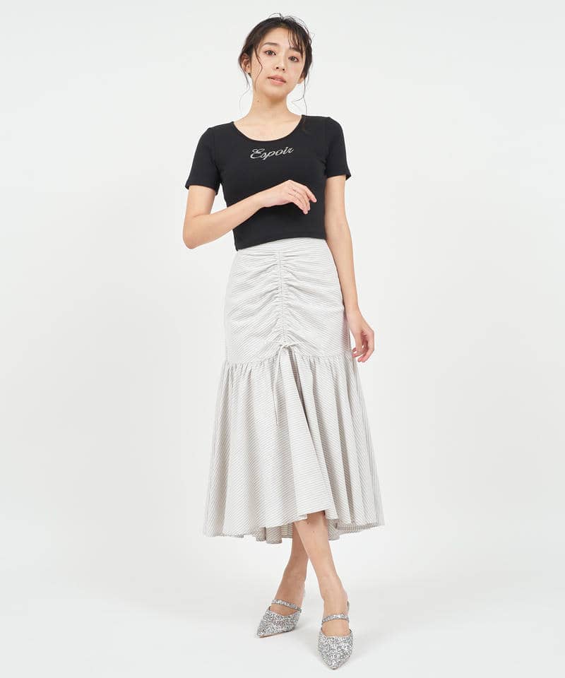 フロントギャザーボリュームスカート 詳細画像 ベージュ 2