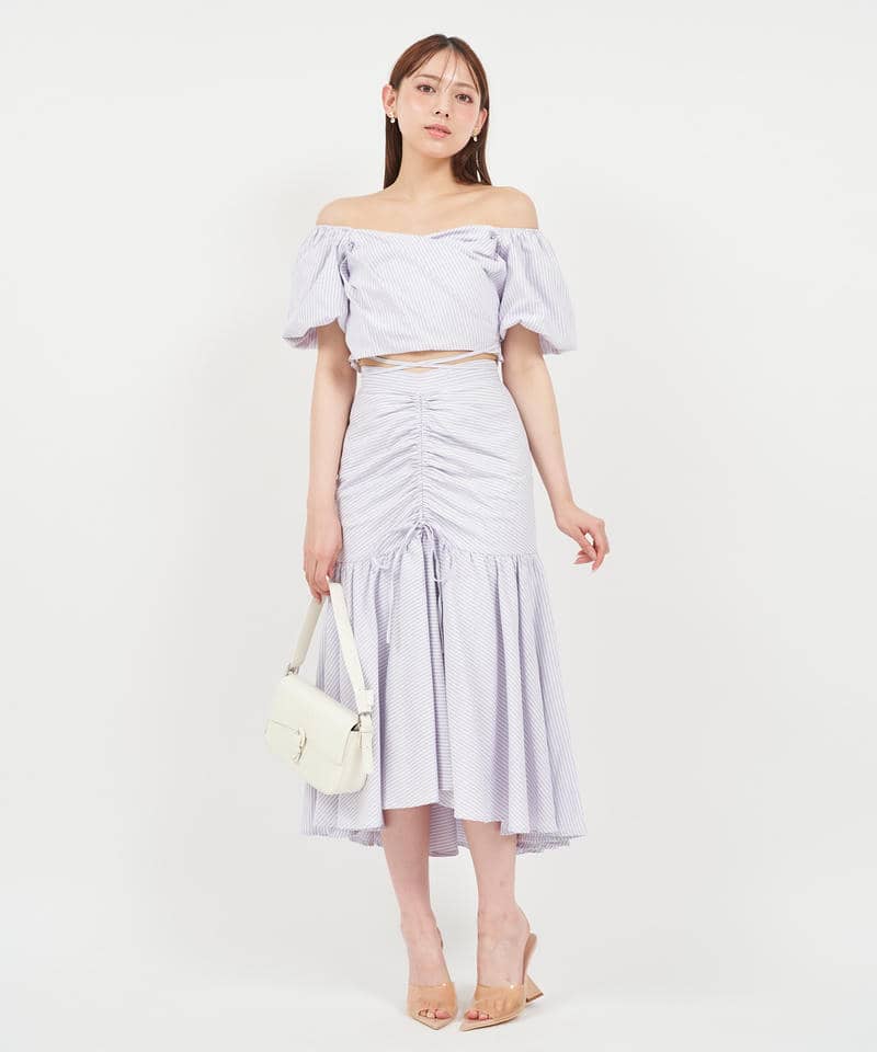 フロントギャザーボリュームスカート 詳細画像 パープル 7