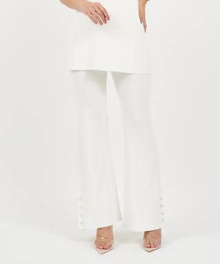 ヘムボタンニットフレアパンツ