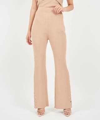 ヘムボタンニットフレアパンツ