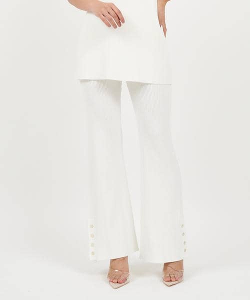 ヘムボタンニットフレアパンツ 詳細画像