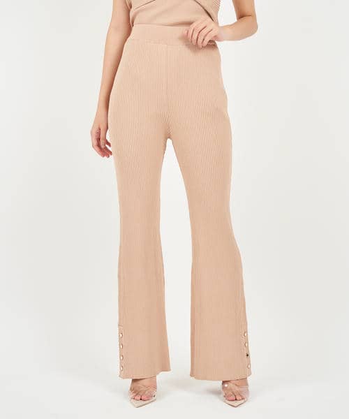 ヘムボタンニットフレアパンツ 詳細画像