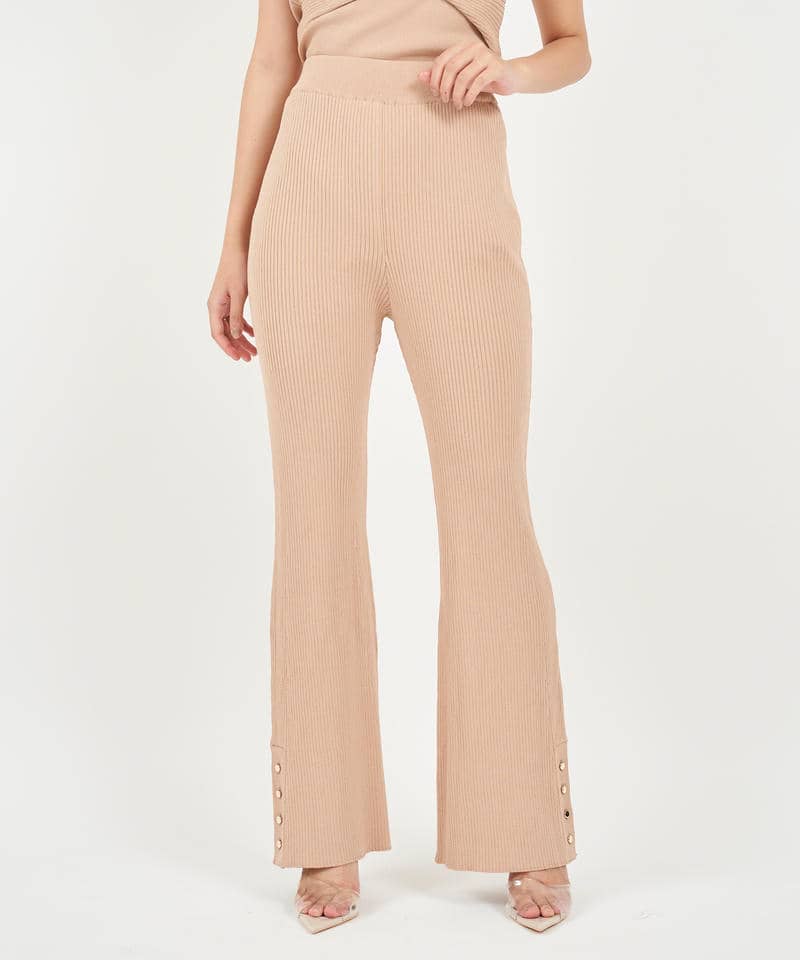 ヘムボタンニットフレアパンツ 詳細画像 ベージュ 1