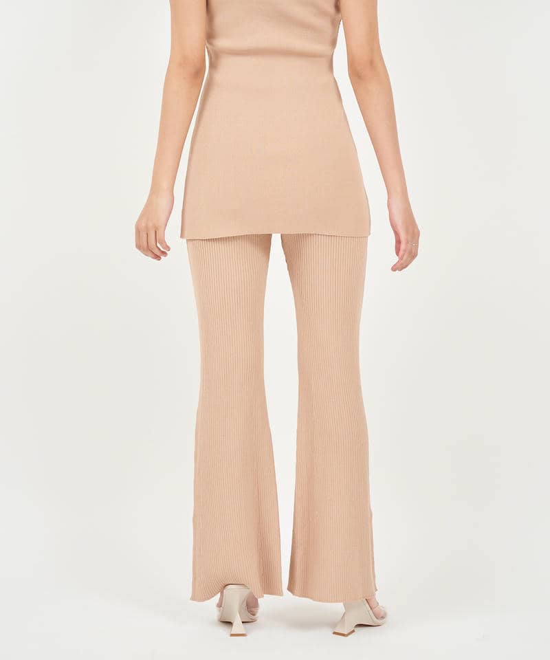 ヘムボタンニットフレアパンツ 詳細画像 ベージュ 3