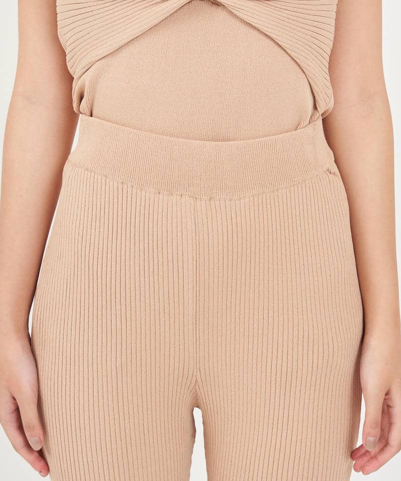 ヘムボタンニットフレアパンツ 詳細画像 ベージュ 4