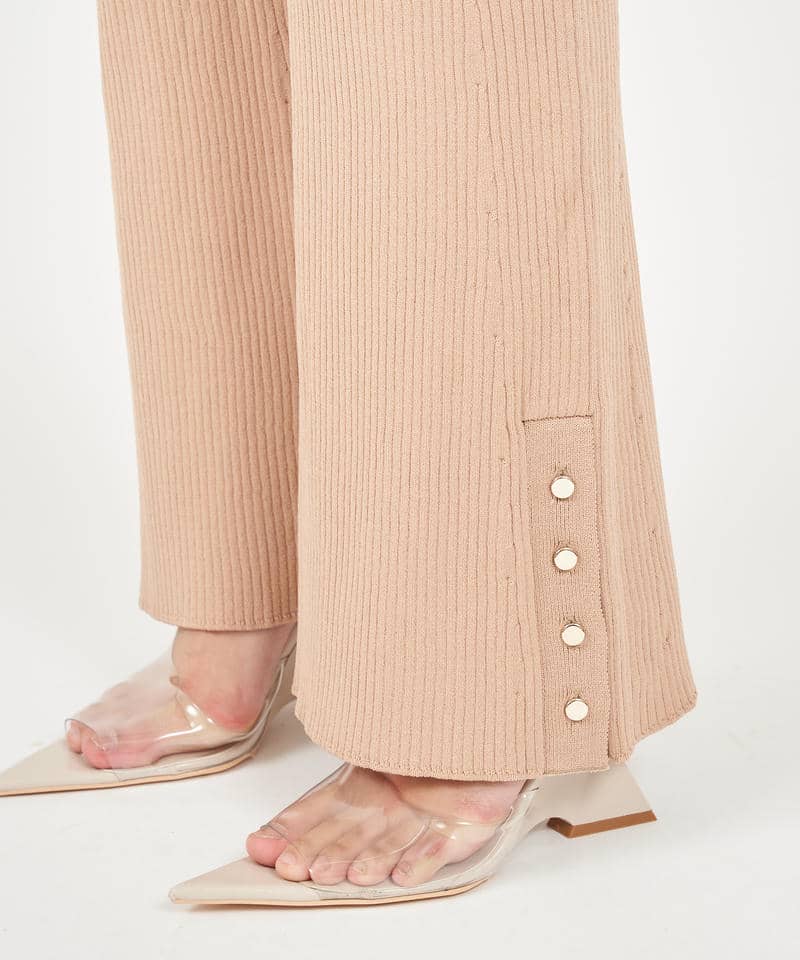 ヘムボタンニットフレアパンツ 詳細画像 ベージュ 5