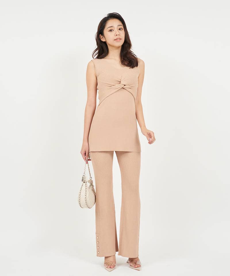 ヘムボタンニットフレアパンツ 詳細画像 ベージュ 6