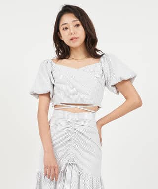 ウエストクロスタックカシュクールトップス